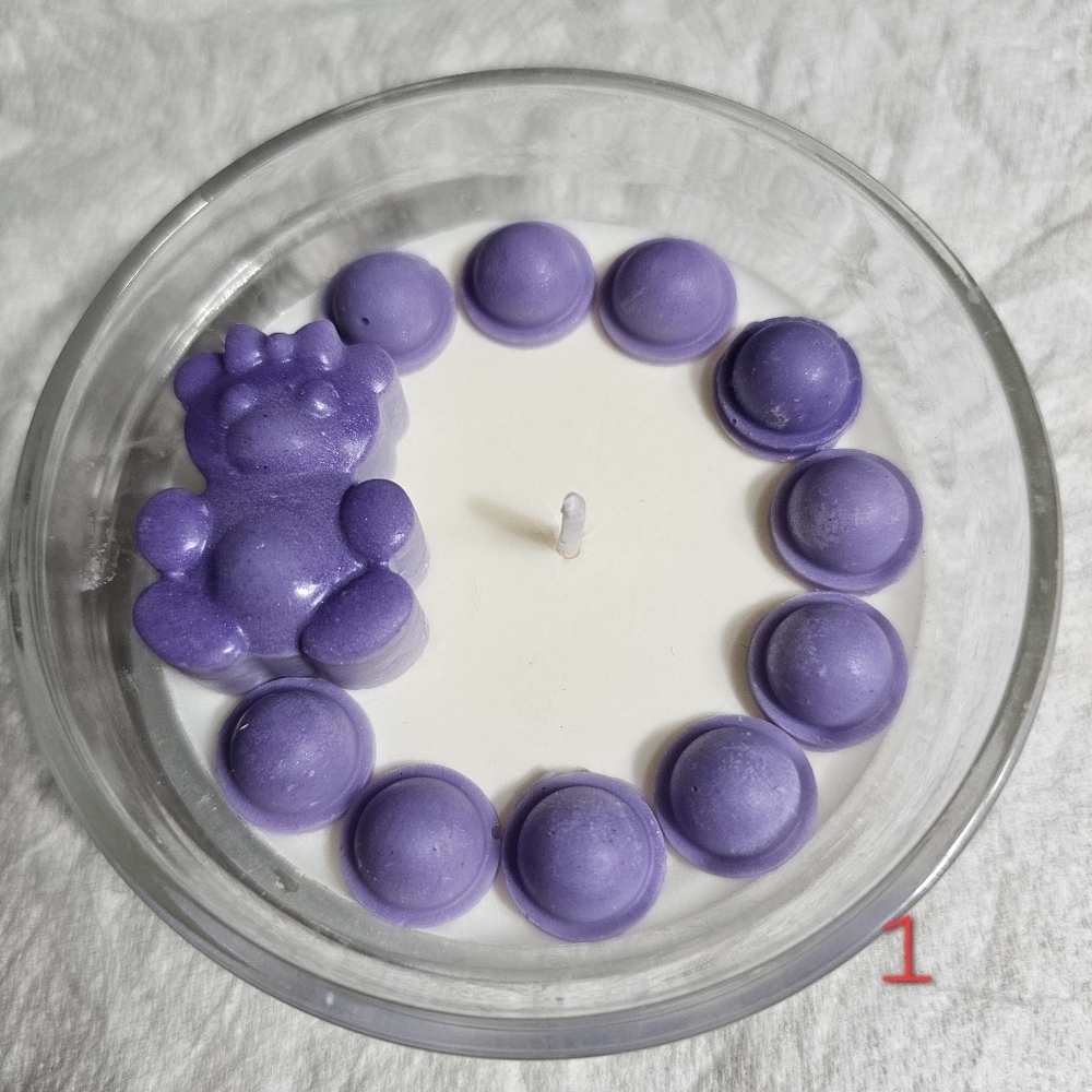 6 Handmade Purple Baby Shower Birthday Party Soy Wax Scented Candle Giveaways - Picture 3 of 12